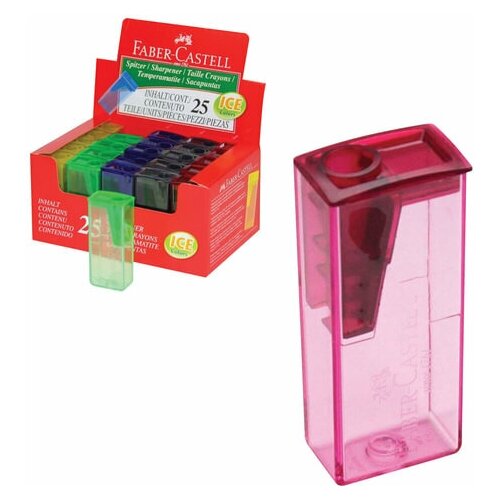 фото Точилка faber-castell, с контейнером, прямоугольная, пластиковая, детали флуоресцентные, ассорти, 581525, 5 шт.