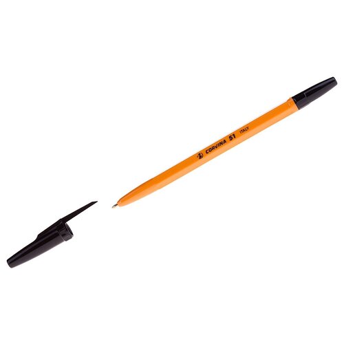 Ручка шариковая Corvina "51 Vintage" черная, 1,0мм, желтый корпус - 50шт.