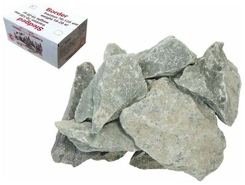 Камень для бани Дунит, колотый, коробка по 20 кг, ARIZONE (62-102003)