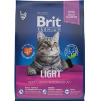 Сухой корм для кошек BRIT Premium Cat Light склонных к излишнему весу, с курицей 2 кг