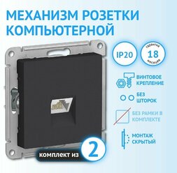 Механизм компьютерной розетки Schneider Electric AtlasDesign RJ45 категория 5е карбон (комплект из 2 шт)