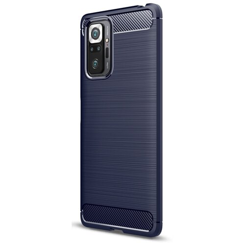 фото Чехол панель-бампер mypads для xiaomi redmi note 10 pro max (2021)/ redmi note 10 pro (nfc,2021) из прочного силикона с матовой отделкой под карбон синяя