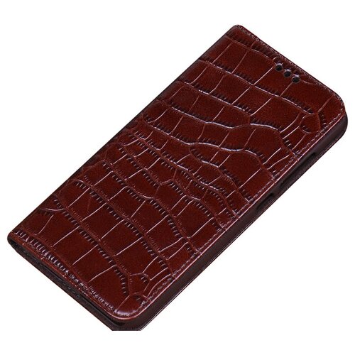 фото Чехол-книжка mypads premium для htc u ultra из качественной импортной натуральной кожи теленка с фактурной прошивкой рельефа кожи крокодила экзотический коричневый
