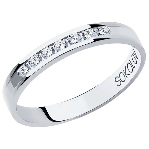 Кольцо обручальное SOKOLOV, белое золото, 585 проба, бриллиант, размер 18 обручальное кольцо из белого золота с бриллиантами яхонт ювелирный арт 234718