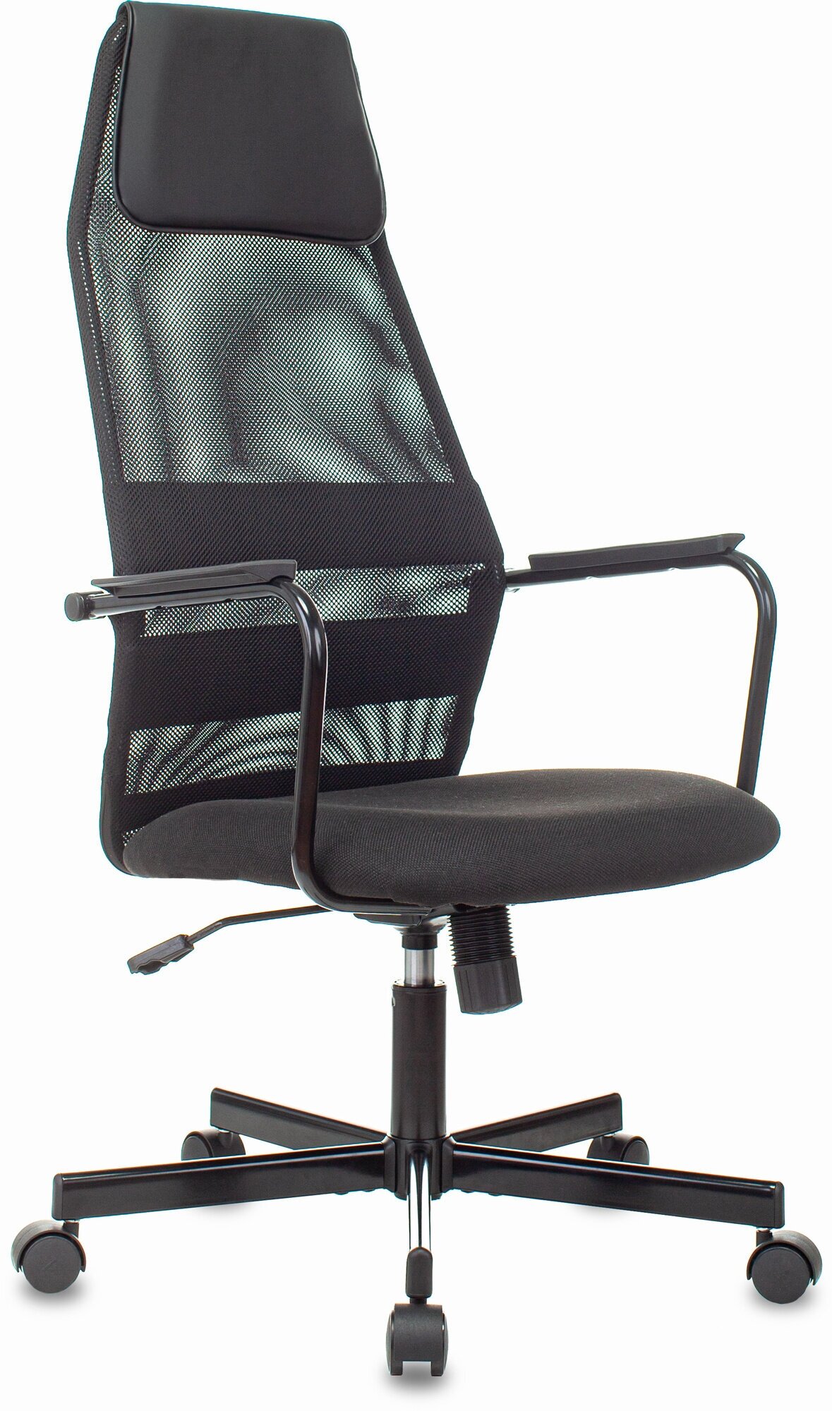 Кресло компьютерное Бюрократ KB-5M/BLACK черный, сетка/ткань, с подголововником, крестовина металл черный