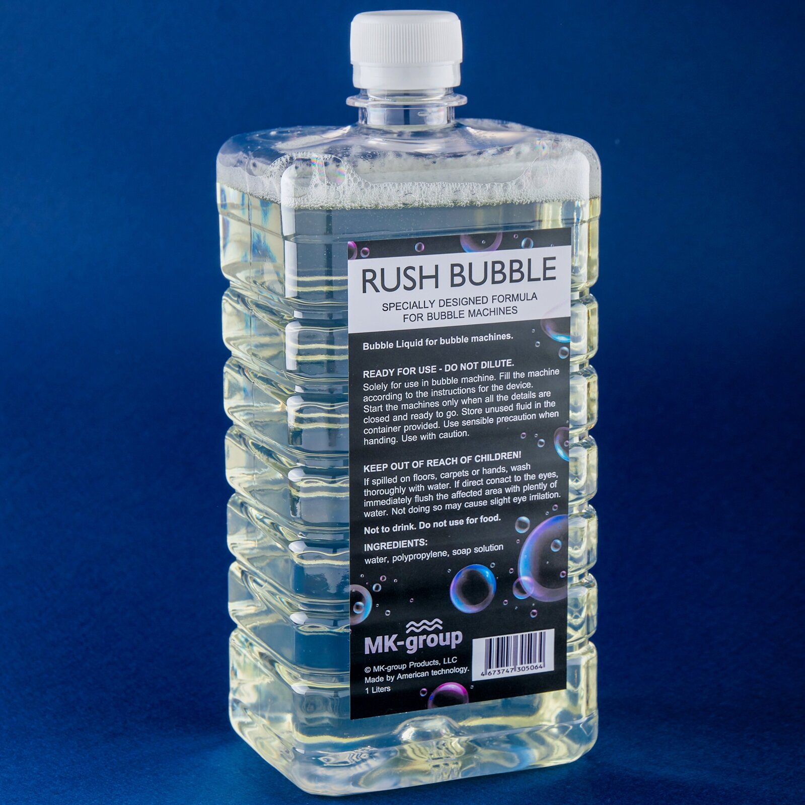 Жидкость для генератора мыльных пузырей Rush Bubble 1L. Раствор для машины мыльных пузырей 1 литр. Специальная формула для bubble machine.