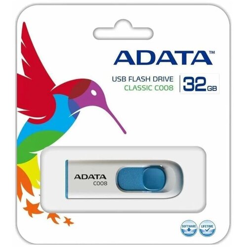 USB флешка ADATA USB2 32GB AC008-32G-RWE белый/синий usb интерфейс ltr jh 32