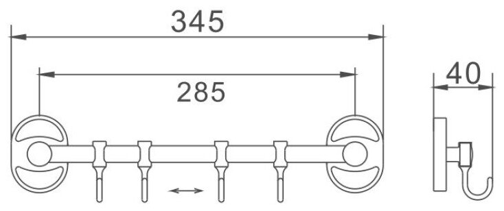 Крючок для ванной Haiba HB1915-4 4 крючка