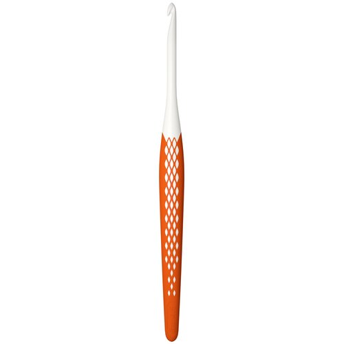 крючок для вязания ergonomics пластик 6 мм 17 см prym Крючок Prym Ergonomics 218486 диаметр 4.5 мм, длина 16 см, белый/оранжевый