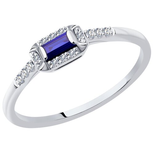 фото Sokolov кольцо из белого золота с бриллиантами и сапфиром 2011164, размер 18.5