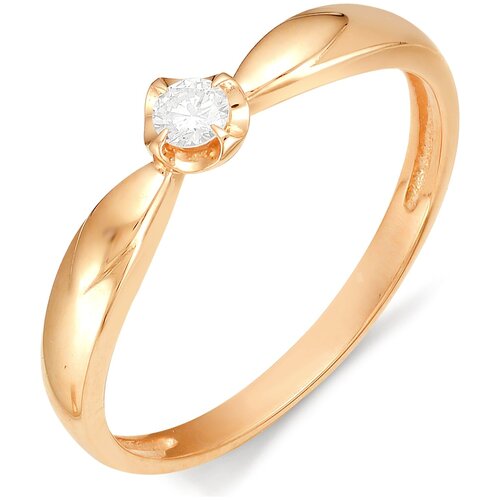фото Алькор кольцо с бриллиантом из красного золота 11706-100, размер 16.5