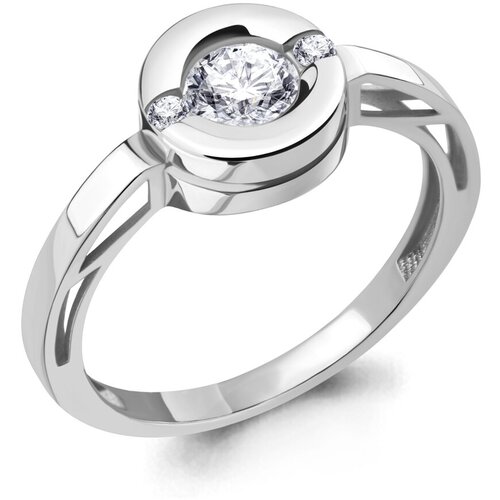 фото Серебряное кольцо aquamarine а66642а с фианитом и swarovski, размер 18,5 diamant-online