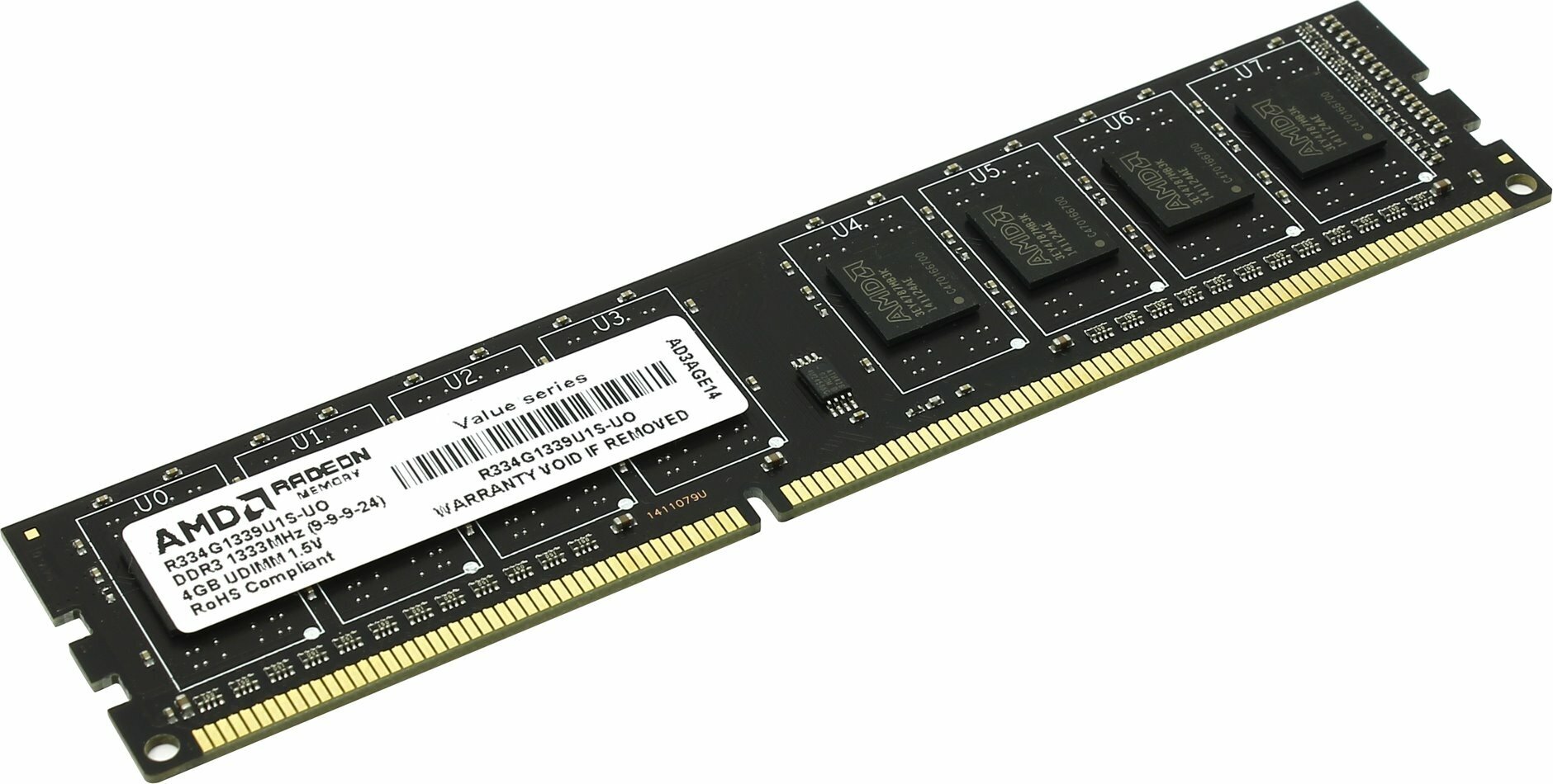 Оперативная память AMD Value 4 ГБ DDR3 DIMM CL40 R334G1339U1S-UO