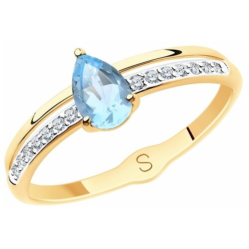 фото Sokolov кольцо из золота с топазом и фианитами 715583, размер 18.5