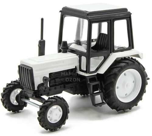 Пластмассовый трактор Мир Отечественных Моделей 1:43 «МТЗ-82 (Беларус)» 160055 / Белый с черной кабиной