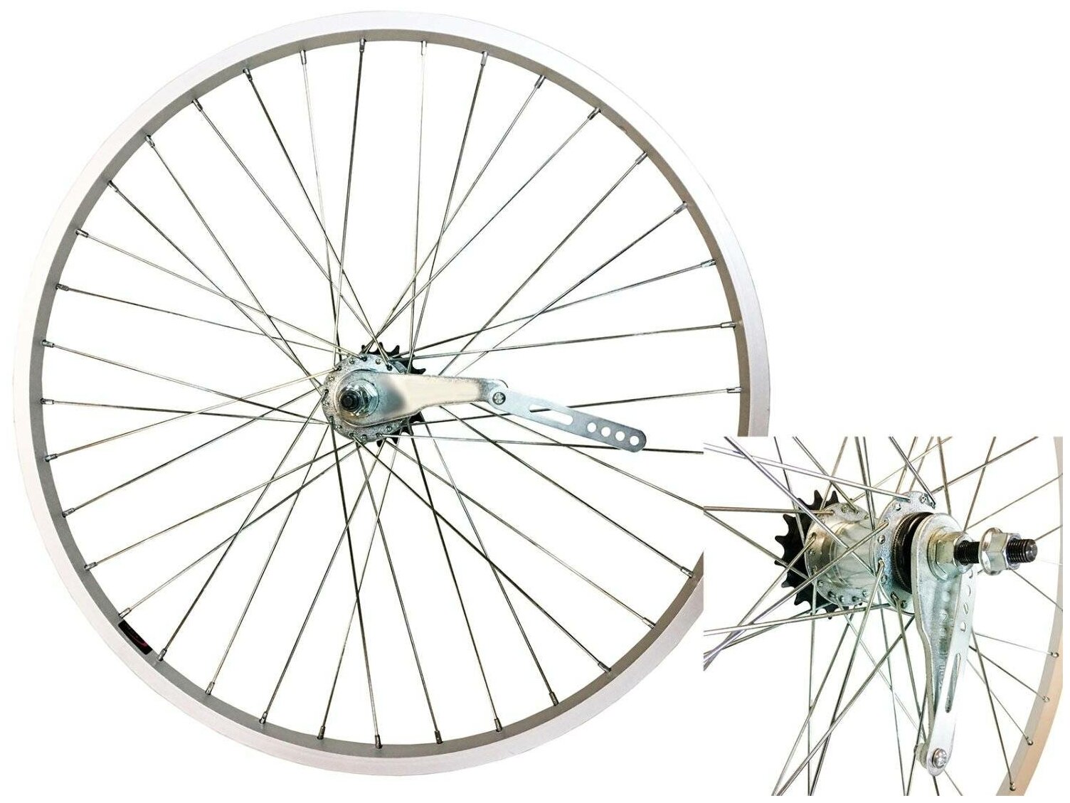 Колесо для велосипеда 20" заднее алюминиевый обод , 1 скорость, тормозная втулка.