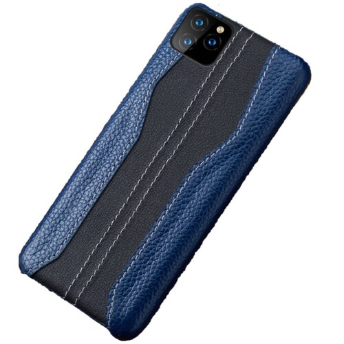 фото Чехол-накладка mypads premium для iphone 11 pro max (айфон 11 про макс) из натуральной импортной кожи роскошная эксклюзивная панель с фактурной рельефной двухцветной прошивкой черно-синяя