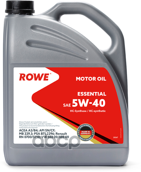 ROWE Масло Моторное Rowe Essential Sae 5W-40 (5 Л.)