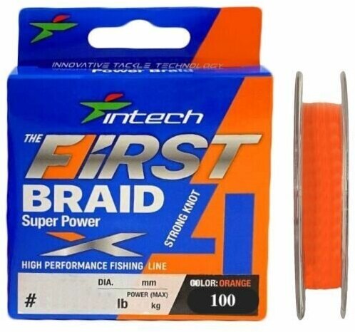 Шнур Intech First Braid X4 Orange 100m #1/ 0165mm (15lb/ 681kg)