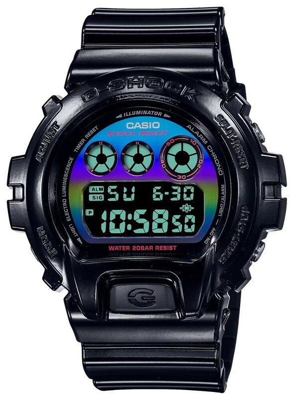 Наручные часы CASIO Наручные часы Casio G-Shock DW-6900RGB-1, мультиколор, синий