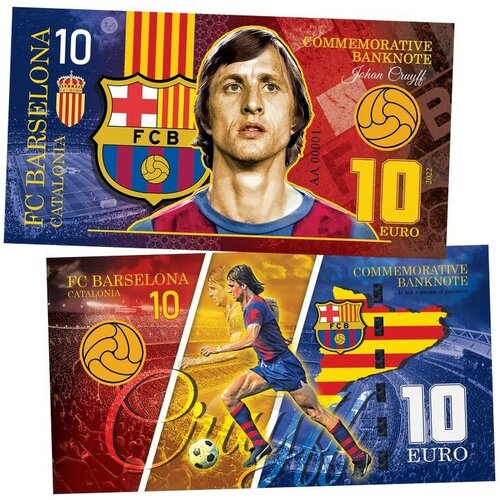 10 EURO Katalonia — Johan Cruyff. Legends of FC Barselona. (Йохан Кройф)​. UNC