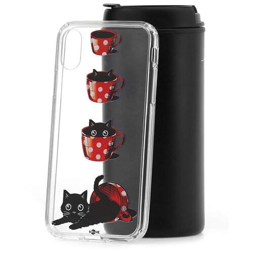 фото Чехол на айфон x kruche print котенок в чашке кruче