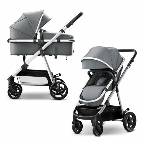 meteor 2 0 2 1m 2 7g Коляска-трансформер Mompush Meteor 2 в 1 с дождевиком, серый, 0+