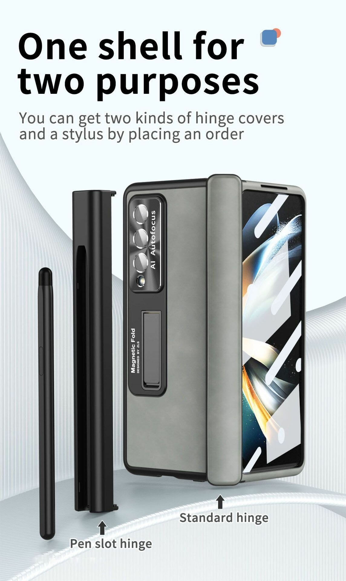 Чехол MyPads для Samsung Galaxy Z Fold3 с защитной пленкой, подставкой и стилусом — фото 1