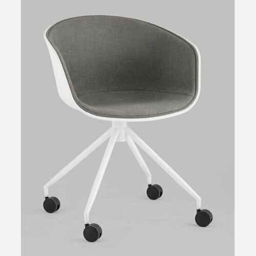 Изображение товара Кресло офисное Stool Group LIBRA, пластик белый, рогожка серый