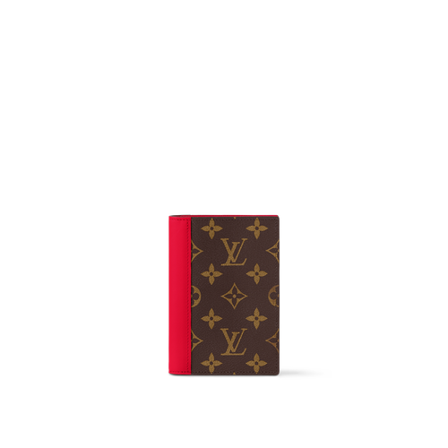 Обложка для паспорта Louis Vuitton Monogram Macassar M82862, коричневый, красный