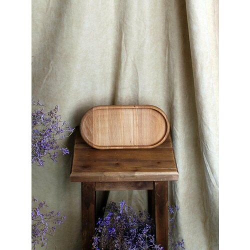 Сервировочная доска MZR, бук, овальная, деревянная, декоративная, бежевая, 25х16 см