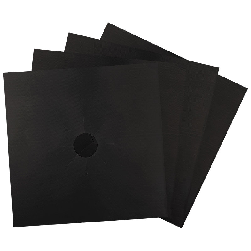 Накладки защитные для газовых плит многоразовые, стекловолокно, цвет черный, 4 штуки в наборе