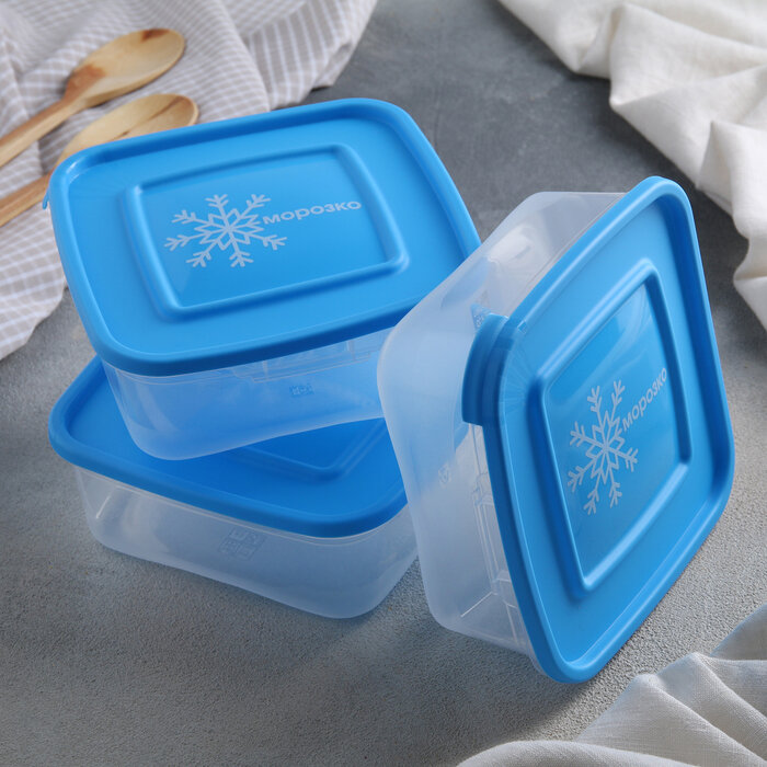 Набор контейнеров для замораживания продуктов "Морозко", 3 шт, 700 мл