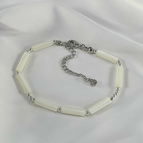 Браслет Жемчужина Юга, гематит, перламутр, размер 17 см, белый