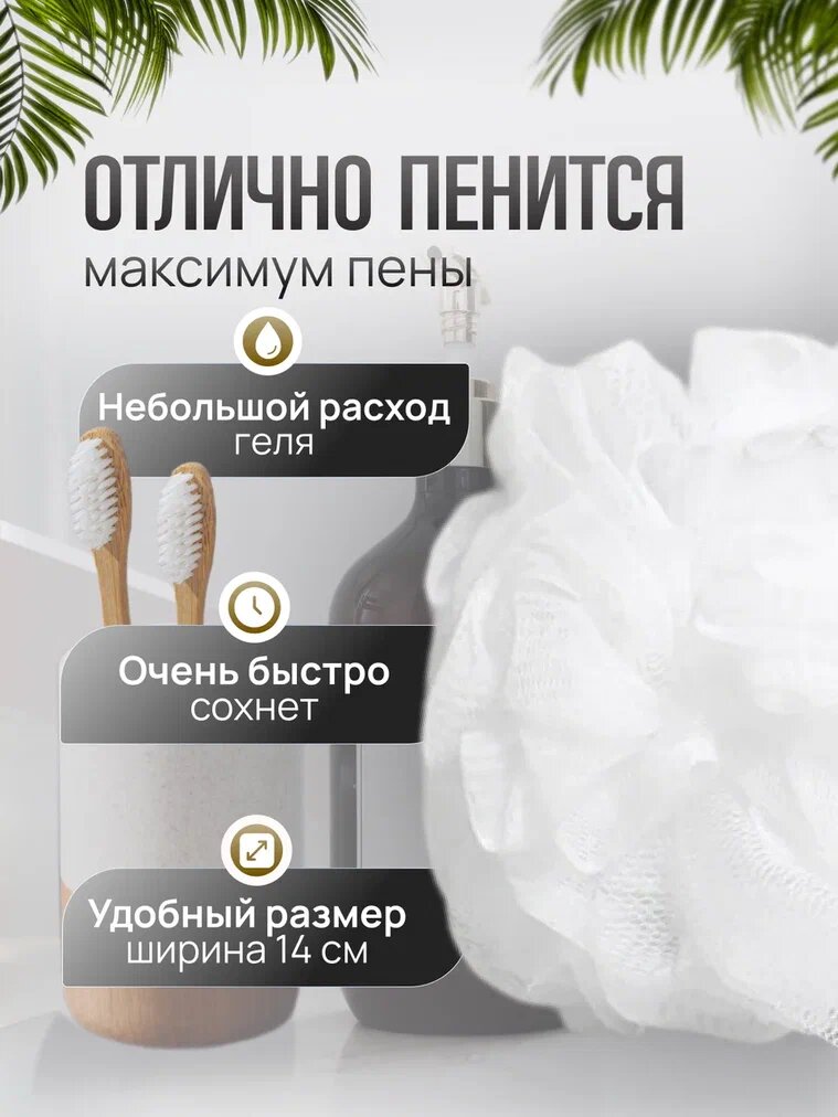 Мочалка для тела набор 2шт PRO CLEANLY, губки для душа ванной и бани, форма шар, мягкие, нейлон — фото 1