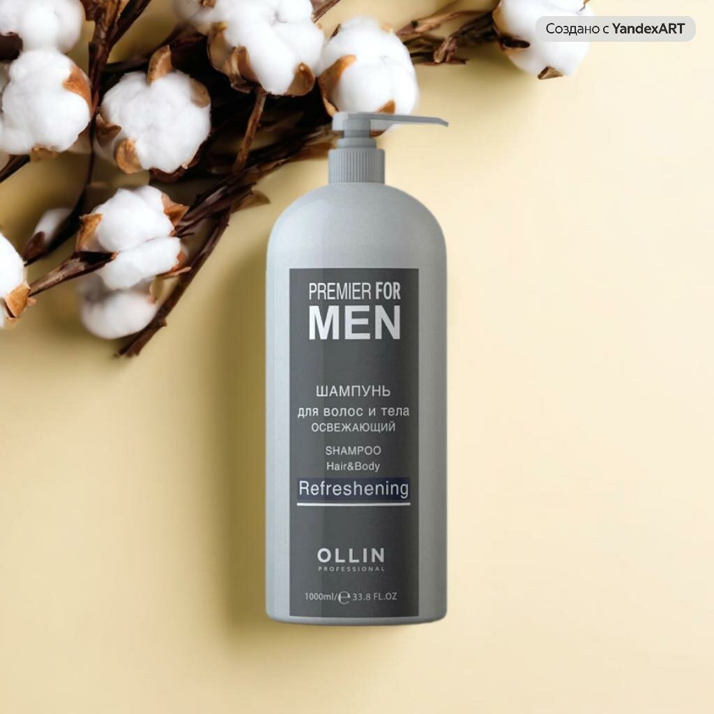OLLIN PREMIER FOR MEN Шампунь для волос и тела освежающий 1000 мл