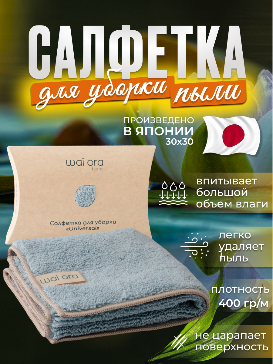Салфетки для уборки из микрофибры тряпки впитывающие 30х30 голубой