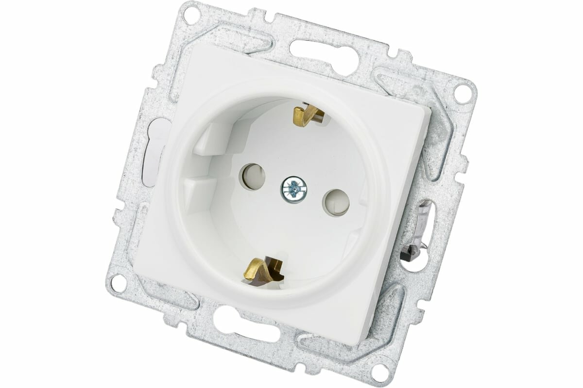 GUNSAN розетка 1 пост Eqona с заземлением з ш белый 16401100 252116