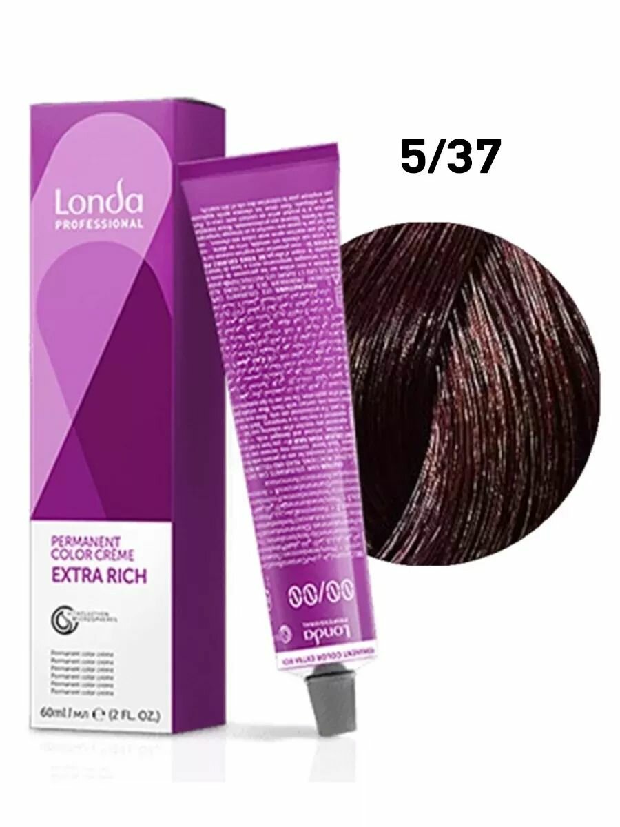 Londa Professional Extra Rich 5/37 светлый шатен золотисто-коричневый Стойкая крем-краска для волос 60 мл