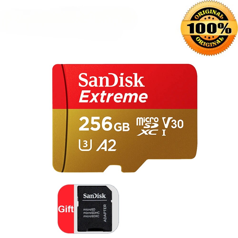 Оригинальный Extreme A2 U3 V30 1 ТБ 512 ГБ 256 ГБ 128 Гб 64 Гб A1 32 ГБ Micro SD TF карта памяти бесплатно 3.0 кардридер для 4K Gopro drones, A2-256GB