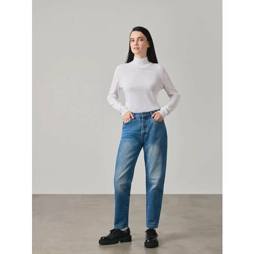 фото Джинсы мом just clothes, размер 44, cиний