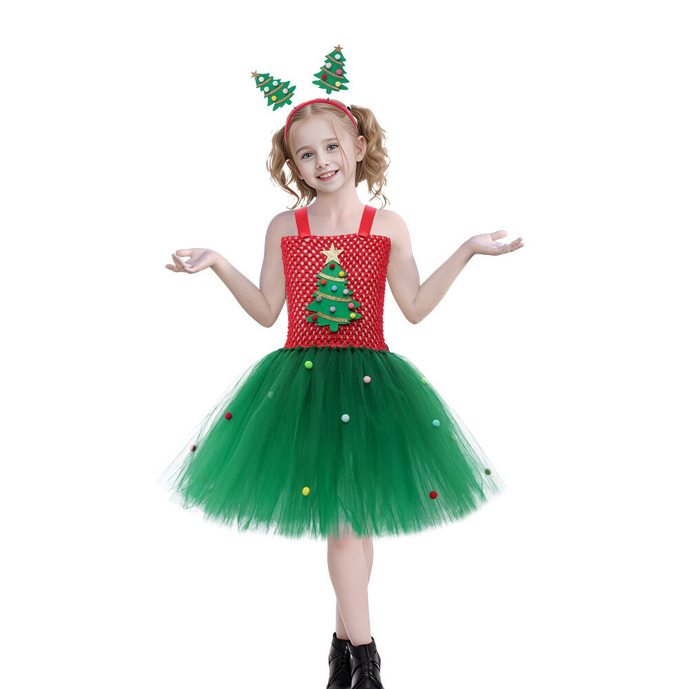 зеленая рождественская елка для девочек, костюм-пачка для косплея/карнавальный костюм