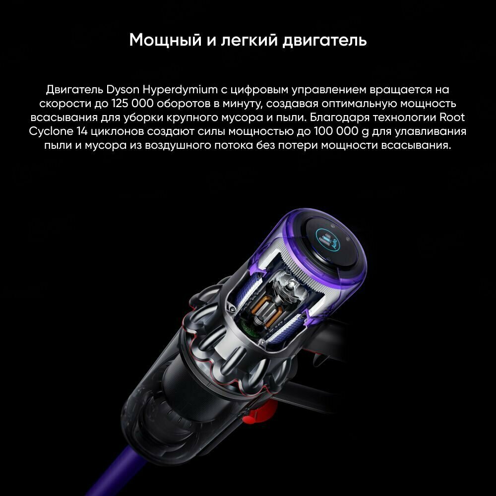 Вертикальный беспроводной пылесос Dyson V11 Extra SV28 (419649-01) Цвет: сиреневый, без дополнительных щеток — фото 1