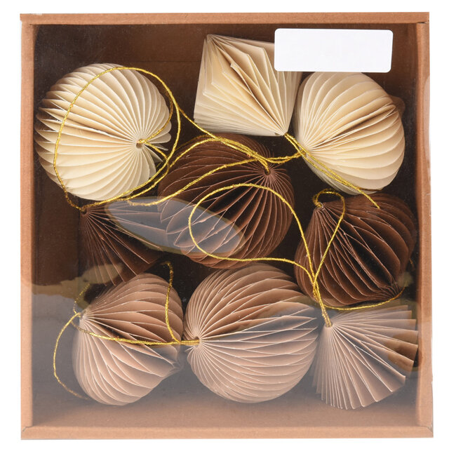 Набор подвесных украшений из бумаги Соты   Натурель 6 см  9 шт  Koopman  A64102700