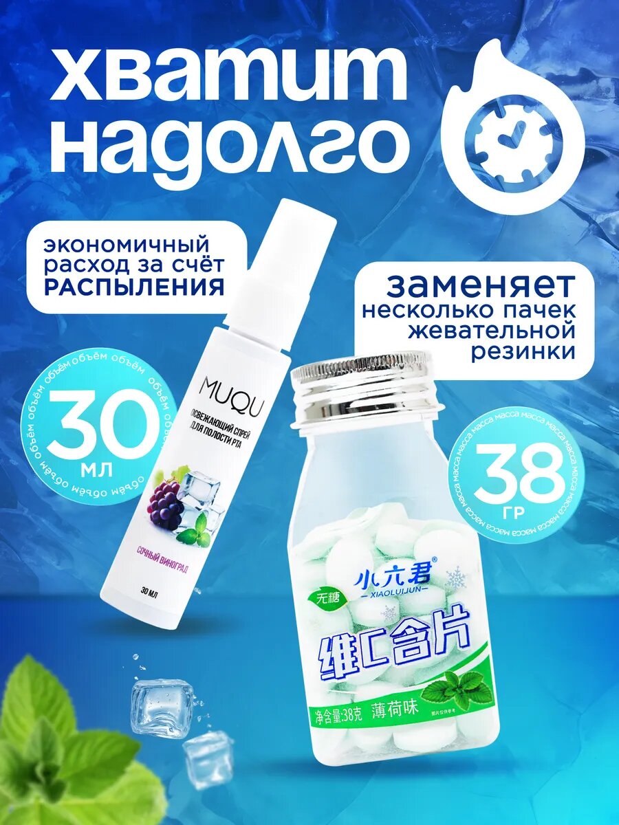 Изображение Мятные драже, спрей для полости рта