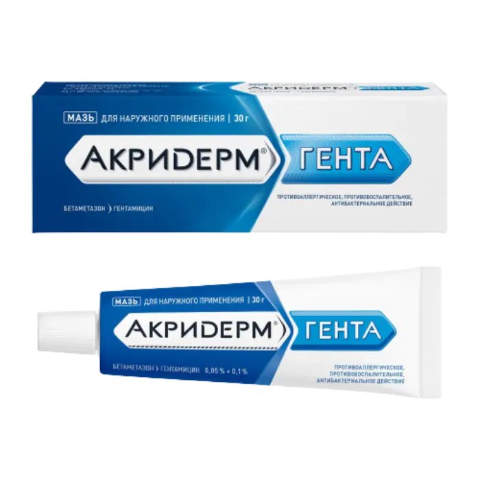 Акридерм Гента мазь для наружного применения 05 мг+1 мг/г 30 г 1 шт