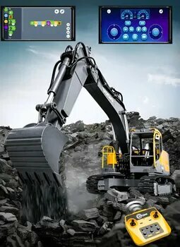 Радиоуправляемый-программируемый экскаватор Double Eagle Volvo EC160E металл, 3 в 1 RTR масштаб 1:16 2.4G