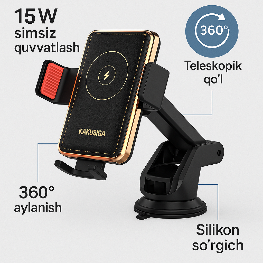 Автомобильный держатель для телефона kakusiga, с беспроводной зарядкой, кожаный