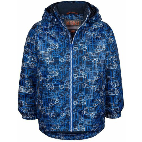 фото Куртка kisu демисезонная, водонепроницаемость, ветрозащита, манжеты, мембрана, размер 110, синий