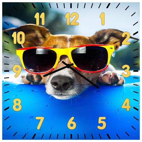 фото Svs настенные часы svs 3001878 модный пес в очках